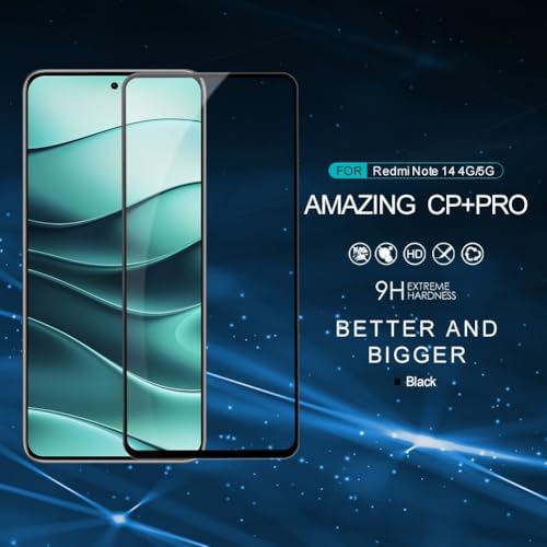 Image of Nillkin Tempered Glass for Xiaomi Redmi Note 14 (6.67 inch Inch) CP+ Pro 0.3mm Thin Glass Edge Shaterproof Full Screen Coverage Explosion Proof Screen Protect Black Color