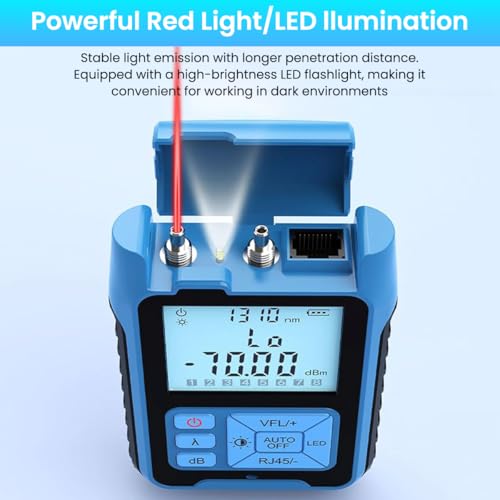 Image of Serplex 4 in 1 Optic Cable Tester for Fiber Optic Cable, LCD Backlight Optical Power Meter with LED Light & Automatic Calibration, Visible Red Laser Tool, Battery Operated, Battery Not Included