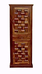 Sissoo furniture Sheesham Wood Wardrobe with 1 Drawer Wooden Almirah for Home Living Room (Honey Finish)