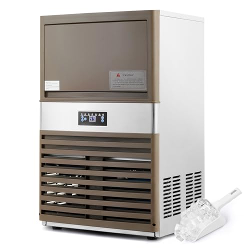 WILPREP Industrial Ice Machine, Freestanding Stainless Steel Ice Maker with 15KG Storage Capacity (88.45KG/195LB Daily Production)