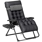 Outsunny Zero Gravity Chair, Folding Reclining Lounge Chair with Padded Cushion, Side Tray for Indoor and Outdoor, Supports up to 264 lbs, Black
