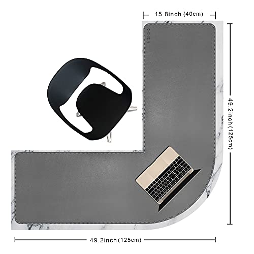 chihein l-shaped desk pad corner desk mat 492 492 x 157 computer office mouse pad writing table pad for home office - graywhite