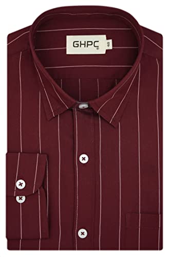 Image of GHPC by Arihant Men's 100% Cotton Stripe Full Sleeves Regular Fit Formal Shirt
