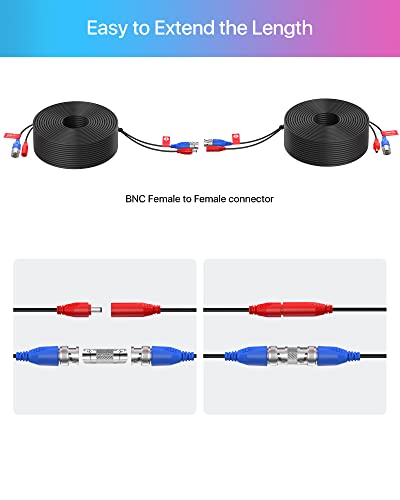 Zosi 2 Pack 150Ft (45 Meters) All-In-One Video Power Cable, Bnc Extension Surveillance Camera Cables For Video Security Dvr Camera Systems (Included 2X Bnc Connectors And 2X Rca Adapters)-Black Color #TOP7