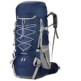 LPATEBCVU Mochila Trekking Mochila de camping 75 l, bolsa viaje deportiva con funda impermeable for escalada, montañismo, trekking, senderismo, bandolera for hombre(Deep Blue)