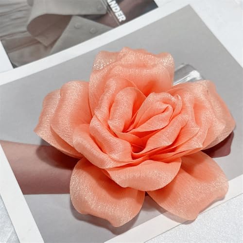 Image of Flash Camellia Flower Brooch Pin for Women Men Elegant Texture Fabric Dahlia Rose Floral Brooches Lapel Pins Dainty Wedding Holiday Party Costume Dress Accessories Jewelry
