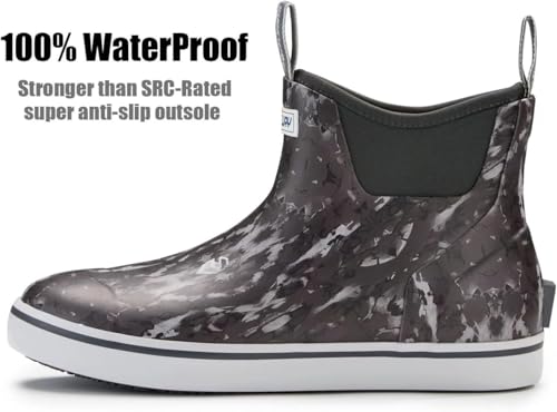 Image of SUREWAY Men's Ankle Fishing Deck Boots for Men-Waterproof,Professional Non-Slip Soles for Wet Slippery Surface,Neoprene Rubber Rain Boot /Shoes for Hunting Boating Gardening