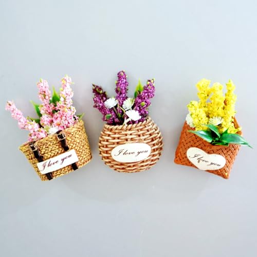 Set de 3 imanes decorativos florales para refrigerador miniatura 6