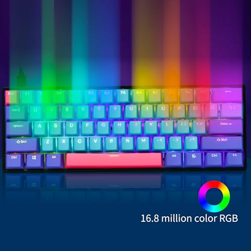 Image of GTSP Gk61 60% Mechanical Keyboard Gaming Custom SK61 Hot Swappable 60 Percent with PBT Keycaps RGB Backlit NKRO Type-C Cable for PS4 (Gateron Optical Yellow, Joker)