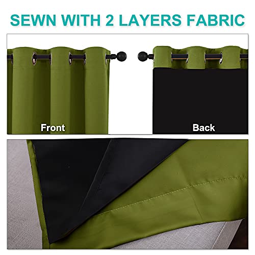 Image of NICETOWN 100% Blackout Curtain Panels, Thermal Insulated Black Liner Curtains for Nursery Room, Noise Reducing and Cold Blocking Drapes for Windows (2 PCs, Olive Green, 52-inch Wide by 63-inch Long)