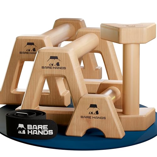 BARE HANDS Liegestützgriffe Set – 2x kleine & 2x große gelenksschonende, rutschfeste Holz Liegestützgriffe – Calisthenics Equipment für Indoor & Outdoor – Ideal für Handstand & Liegestütze BARE HANDS Liegestützgriffe Set – 2x kleine & 2x große gelenksschonende, rutschfeste Holz Liegestützgriffe – Calisthenics Equipment für Indoor & Outdoor – Ideal für Handstand & Liegestütze