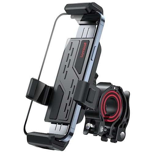 Lamicall Motorcycle Phone Mount Holder - [Full-Around Protection Clip] Bike Handlebar Phone Holder, Bicycle Phone Mount Clip, Scooter Clamp for iPhone 15 14 Pro Max/Plus, S23 Ultra and 4.7-7" Phones
