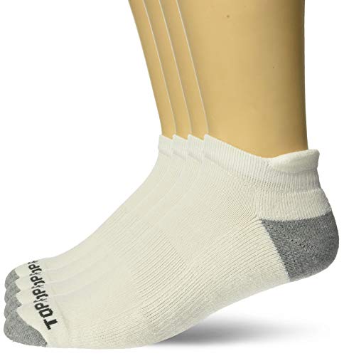Top Flite Men's Sport Ultra-Dri Smooth Toe Tab Low Cut Socks 4 Pair Pack, White, Large