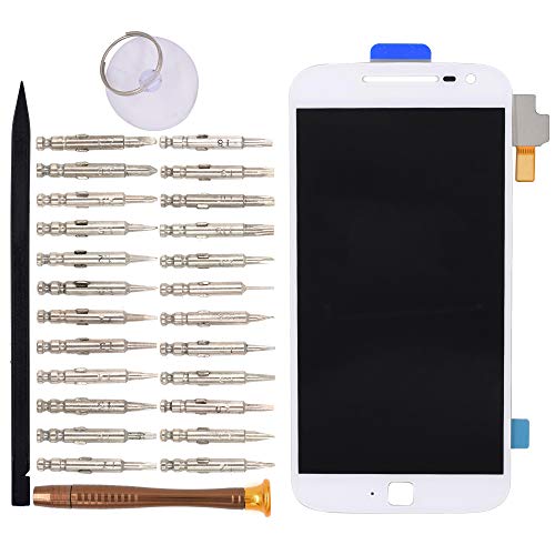 Image of LCD Screen Display with Digitizer Touch Panel Without Bezel Frame Compatible with Motorola Moto G4 Plus Moto G Plus 4th Gen XT1641 XT1644(White)