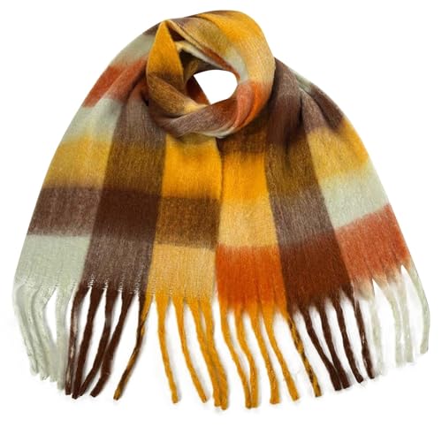 Women's Fashion Scarves Long Cashmere Like Shawl Winter Warm Knit Large Tassel Plaid Scarf Soft Warm Blanket Wrap