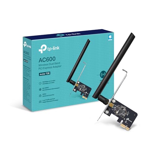 TP-Link PCIe WiFi Card for Desktop PC, Dual Band Wireless Internal Network Card(Archer T2E) High-Gain Antenna, MU-MIMO, WPA3, Low Profile, Supports Wi