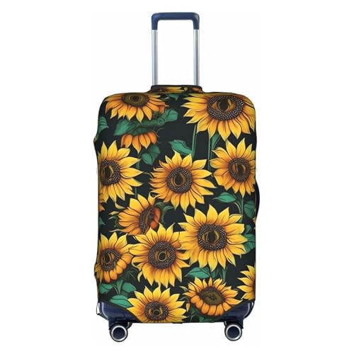 Housse de valise M blanche imprimé tournesol en polyester lavable