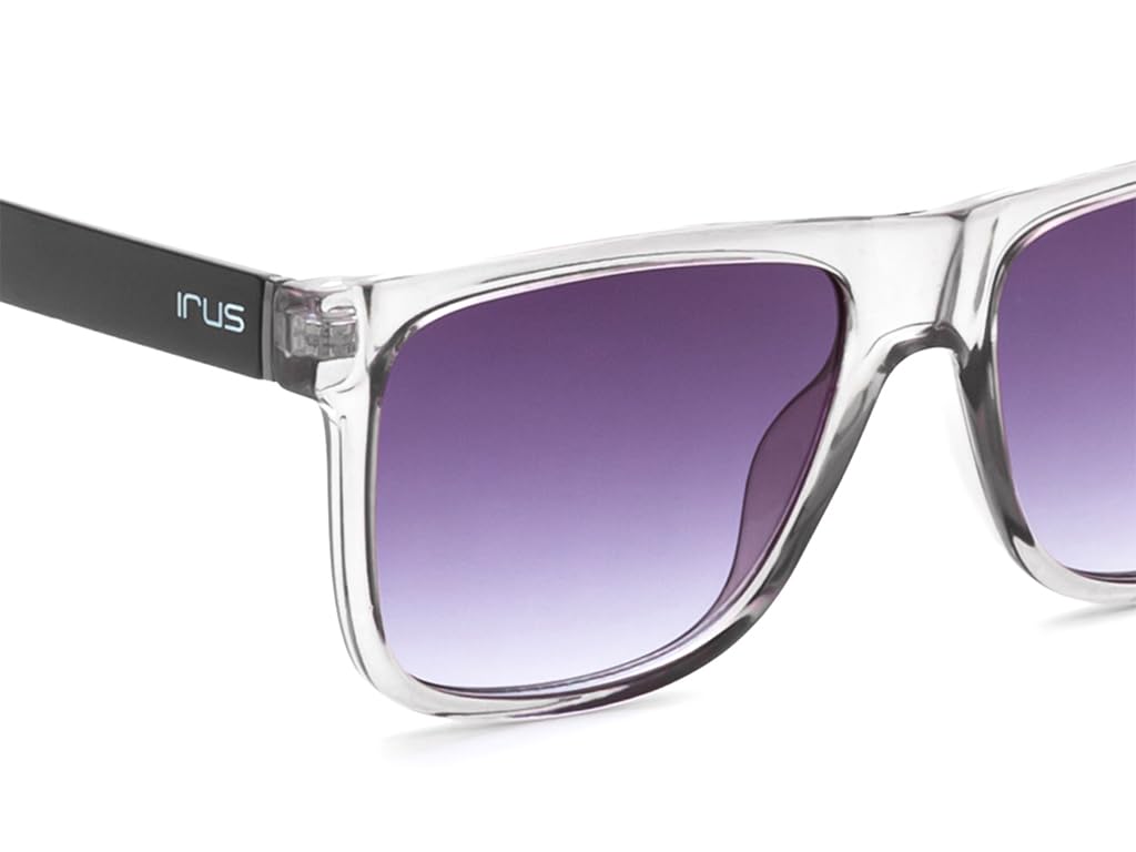 IRUS | 100% protección UV | Unisex | Mediano | Borde completo | Cuadrado | Marco: policarbonato gris cristal brillante | Lente: policarbonato degradado ahumado