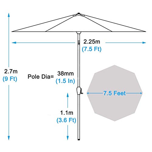 Sombrillas parasolas con cigüeñal y poste de aluminio para mesas al aire libre 5