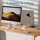 Flexoria 3 Outlet Indoor Extension Cord, 9 FT Flat Plug Power Extension Cable with Safety Slide Cover, 2 Prong Wall Mountable Outlet Extender for Home, Office, Small Appliances