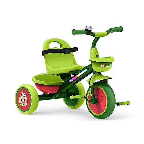 Jetson CoComelon Light-Up Trike, Front and Rear Baskets, Multi-Colored LED Lights, Seatbelt and Bell, Green, Ages 2-4, Medium