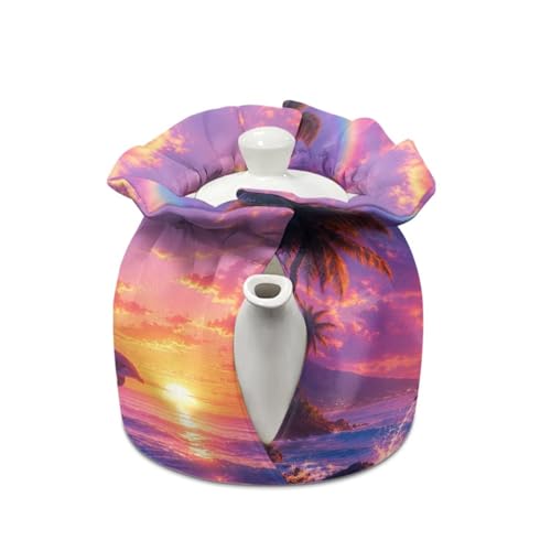 Image of Tea Cosy for Teapot Insulated Dolphin Printed Portable Kettle Cover Tea Pot Cozy Cover with Drawstring Breakfast Warmer 6.1x6.1x6.9 Inch