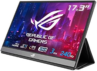 ASUS ROG Strix XG17AHPE Portable Gaming Monitor, 17.3 Inch, IPS, FHD (1920 x 1080), IPS, 240Hz, 3 ms, Non-Glare, USB-C, Micro-HDMI, Built-in Battery for Laptop Camera Console, Smart Case