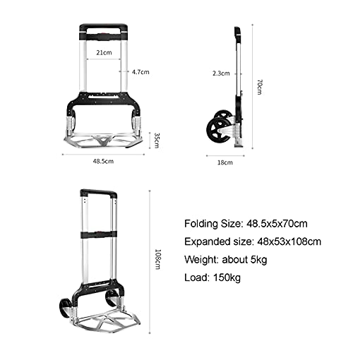Carretilla plegable de aluminio con ruedas sólidas 150kg miniatura 4