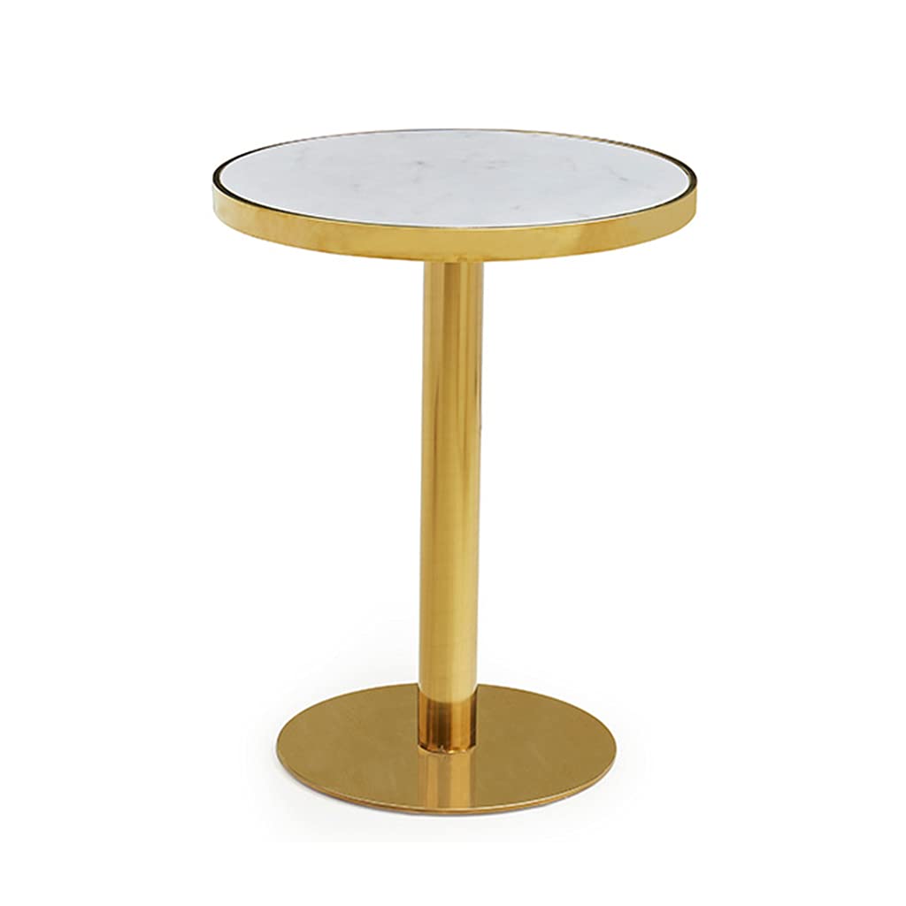 Table de bar ronde en marbre blanc – Table de bistrot pour cuisine, salle à manger, cafétéria, jardin et terrasse – Meuble haut élégant pour la maison et les espaces extérieurs