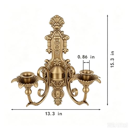 Image of CC wonderland zone Gothic Wall Sconce,Rustic Vintage Gold Wall Candle Holders,Gold Wall Decorations,Set of 2