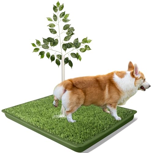 Image of Dog Grass Pad with Tray, 26''X26'' Artificial Turf Grass Potty, 2-Pack Reusable Puppy Pee Pads for Dogs, Portable Dog Litter Box for Indoor /Outdoor Potty Training Toilet