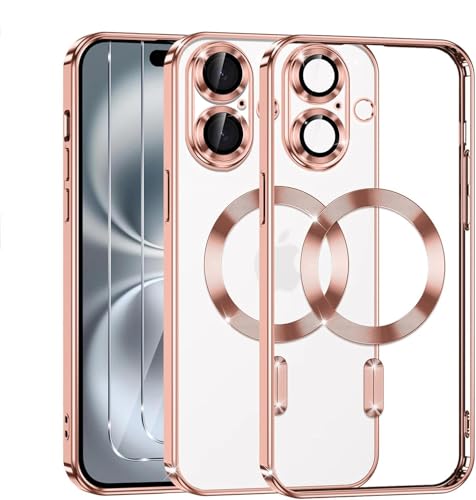 Image of VONZEE Compatible with iPhone 17 Case, MagSafe Compatible Transparent Shockproof Back Cover, Anti-Yellow Slim Protective Case with Camera Protection, Clear Magnetic Phone Case, Ro