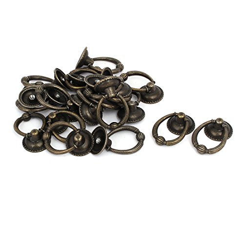 Sourcingmap Cabinet Cupboard Single Hole Round Zinc Alloy Ring Pull Handles Knobs 20PCS, Bronze