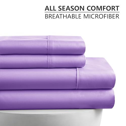 American Home Collection 4 Piece Full Size Bedding Sheets and Pillowcases Set - Ultra Soft Microfiber - Breathable, Wrinkle Free, Easy Care, Durable, Oeko-Tex Certified Sheet Set (Full, Lavender)