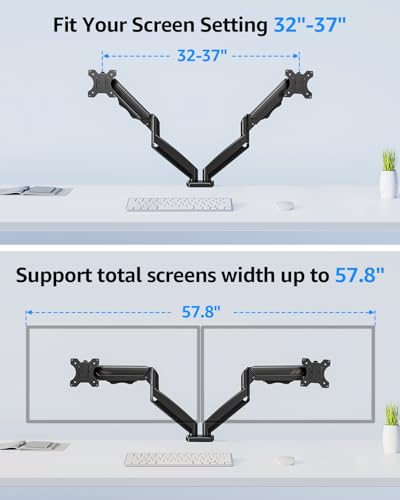 Image of Dual Monitor Stand fits up to 32 inch, 4.4-19.8 lbs Computer Screens, Dual Monitor Desk Mount Height Adjustable, Monitor Arms for 2 Monitors, Home Office VESA Mounts, Freelift Black