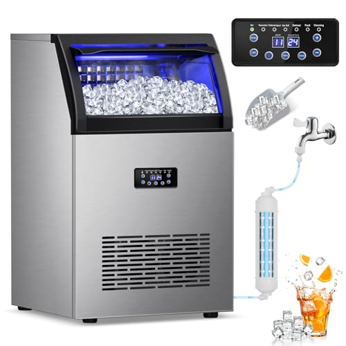 Image of Ice Maker Machine Commercial, 150Lbs /24H with 45Lbs Large Ice Capacity, 55Pcs Clear Ice Cubes Ready in 8-15Mins, Freestanding Large Ice Machine for Restaurant Bar Home Office