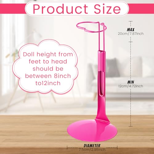 Image of Yaocom 12 Pcs Action Figure Stand Action Figure Display Holder with Expandable Waist Wire for 8 inch to 12 inch Model Bear Display Rack(Rose Red)