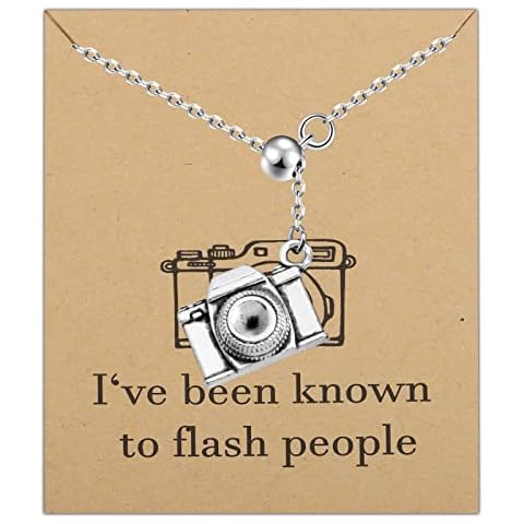 WUSUANED Camera Lariat Necklace I've Been Known To Flash People Camera Camera Lovers Gift for Photographer Videographer, L Cover