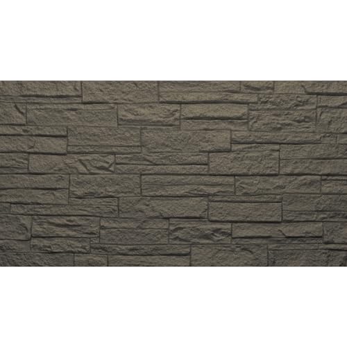 DIVINA HOME Juego de 12 paneles decorativos efecto ladrillo y piedra 3D, revestimiento de pared PU 8,6 m², 120x60x2,5 cm, gris pizarra