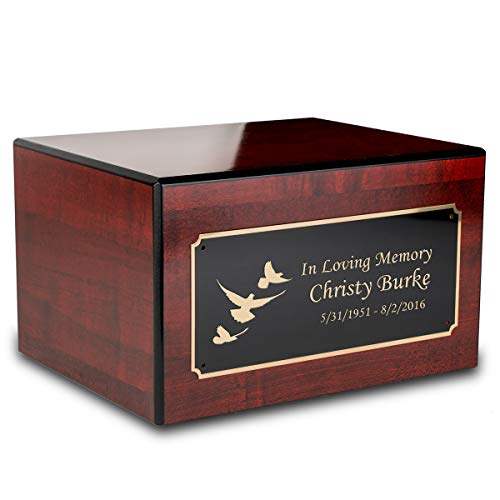 GetUrns Custom Engraved Heritage Cherry Adult Cremation Urn Memorial Box for Ashes (Doves)