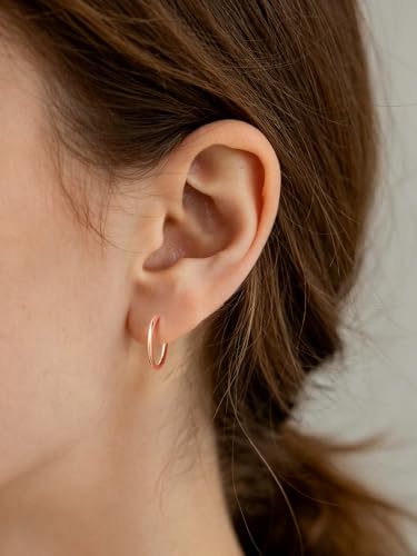 Image of Silvora 14K Gold Plated Huggie Hoop Earrings for Women, Small Sterling Silver Hoops, Hypoallergenic Cartilage Earrings for Sensitive Ears 8 /10 /12 /14 /16 /18 /20MM