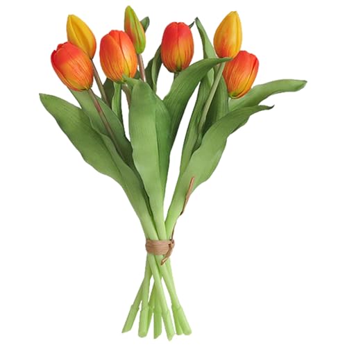 HhBdy Lot de 7 Tulipes Artificielles, Fleurs Artificielles Latex Tulipani Artificiali 32 cm Bouquet Artificiel Aspect Réaliste pour Fête des Mères...