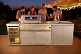 46" 4-Burner 72,000 BTU Deluxe Stainless Steel Propane Gas Outdoor Kitchen Island Grill with Wine Cooler, Compact Refrigerator, Rotisserie, Storage Cabinets, Silver
