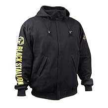 Black Stallion JF1331-BK Full-Zip Hooded Sweatshirt, 12 oz Flame & Abrasion Resistant Cotton Knit Fleece, Layer with Welding Jacket, Removable Hood, Medium, Black