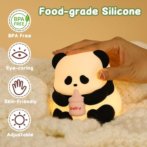 Image of Desidiya Baby Panda Rechargeable Silicone Night Lamp - Cute Panda Lamp, Kids Night Light, Nursery Decor, Birthday Gift, Silicone LED Light