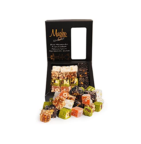 Mughe Gourmet Luxury Sultan Pistachio Turkish Delight Candy Elegant Gift Box - 12.35oz/350g - Lokum Delights Orange, Hazelnut, Almonds - Perfect Gifts for Mother's Day, Father's Day, Birthday - Image 2