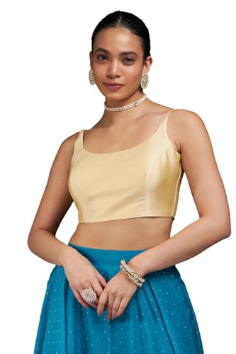 Image of Soch Womens Taffeta Solid Sleeveless Padded Blouse