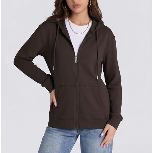 Image of Witsmile Zip Up Hoodie Women Oversized Sweatshirt Long Sleeve 2026 Fall Outfit Lightweight Jackets Workout Clothes