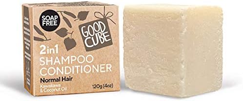 Good Cube 2 in 1 Shampoo Conditioner Solid Bar for Normal Hair - Gentle for Daily Use and Safe for Colourised Hair - pH Balanced and 100% Soap Free - Vegan and Cruelty-Free Bar - 120g