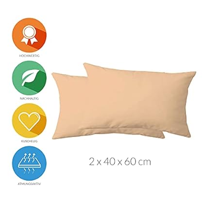 2er Set Kopfkissenbezug 40x60cm, Doppelpack Kissenbezug, Serie Jasmin - kuschelig weich - Cappuccino, 100% Baumwolle – Bild 3